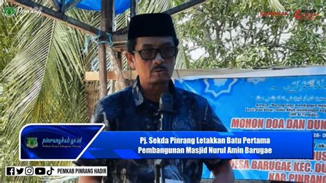 Pj Sekda Pinrang Letakkan Batu Pertama Pembangunan Masjid Nurul Amin