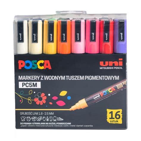 Zestaw markerów POSCA PC 5M w ETUI OPAKOWANIU 16 szt pisaki mazaki