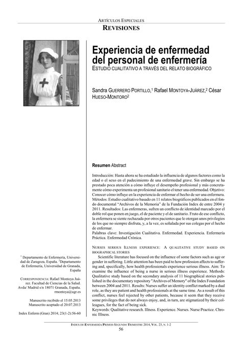 PDF Experiencia de enfermedad del personal de enfermería estudio