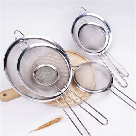 Kit 6 Peneira Grandes Coador Em Aço Inox 3 Tamanhos P M G Para Cozinha