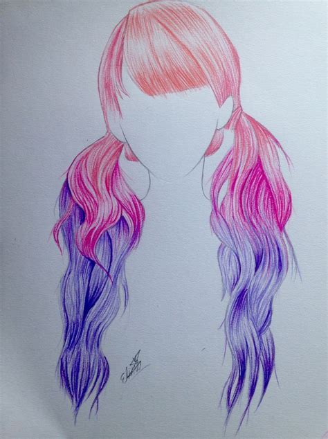 Pink Purple Ombré Hair Drawing How To Draw Hair Art Drawings Drawings