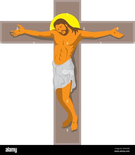 Ilustración vectorial de Jesucristo crucificado en la cruz colgante art