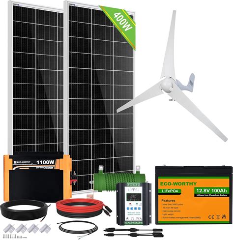 ECO WORTHY 800W Solar Wind Power Kit 1x 400W Wind Turbine 2x195W