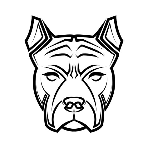 Black and white line art of pitbull dog head. Good use for symbol ...