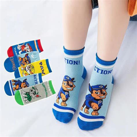 Chaussettes Pat Patrouille En Coton Pour Enfant 5 Paires Mignonnes D