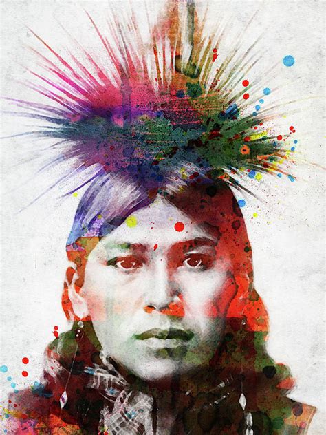 Kickapoo Native American Indian Watercolor Digital Art By Mihaela Pater