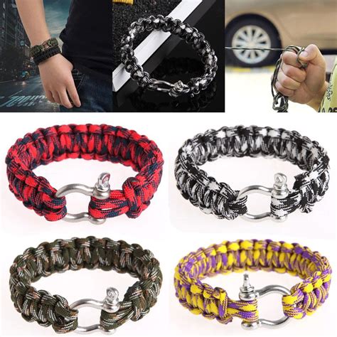 Buy Survival Outdoor Stainless Steel Buckle Rope Paracord Bracelet