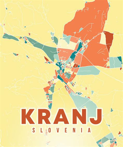 Kranj Slovenia Map Digital Art By Alexandru Chirila Fine Art America