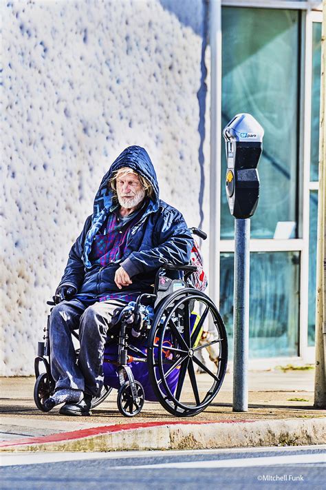 Homeless Man In Wheelchair On The Streets Of The Tenderloin San