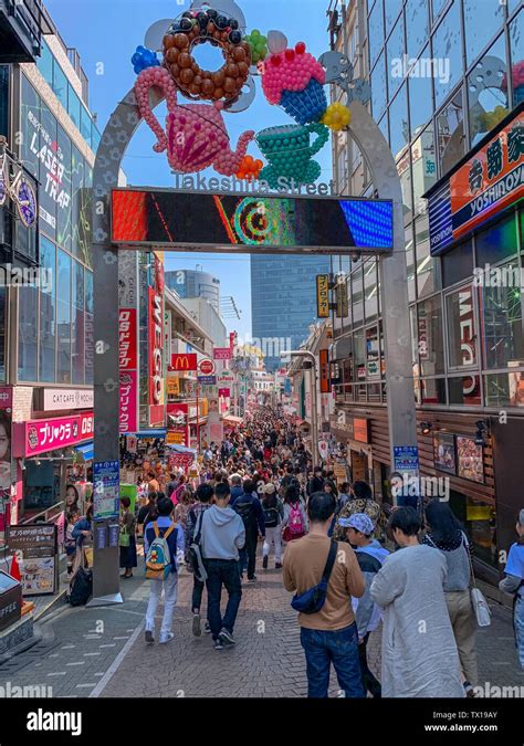 Takeshita Street Harajuku Crowded Shopping Precinct In Tokyo City