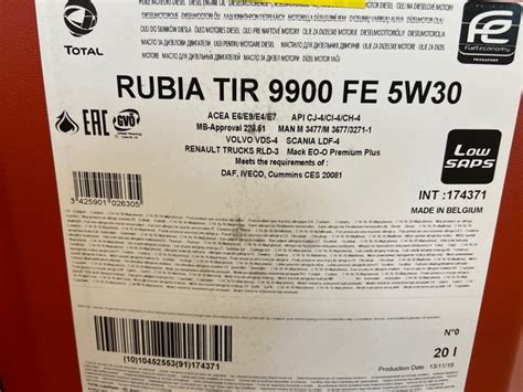 20L TOTAL RUBIA TIR 9900 FE 5W 30 ASG Recambios