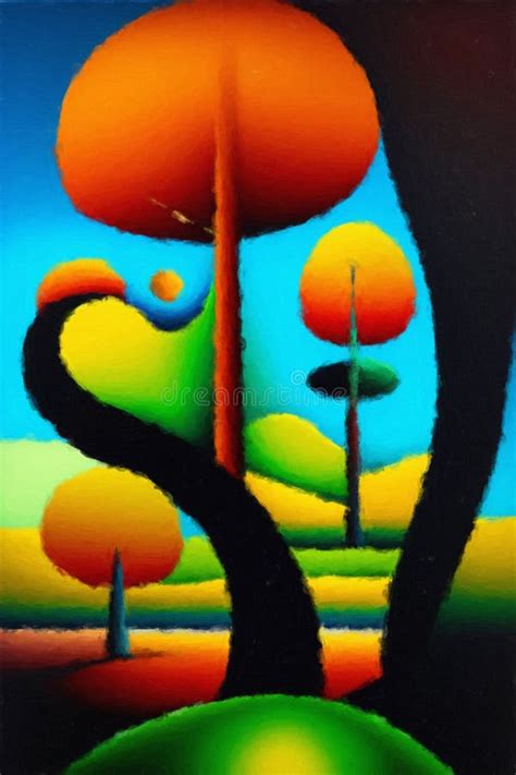 Contemporary Abstract Landscape Oil Painting Stock Illustration ...