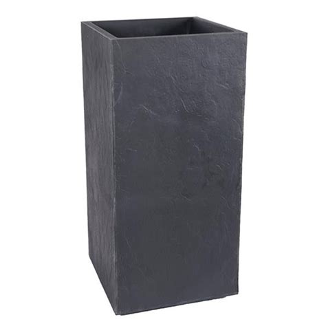 Jardiniere Haute carré Volcania Anthracite 39x39x80cm 31L EDA