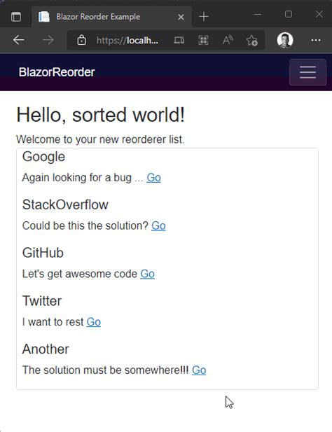 Github Elgransan Blazorreorder Blazor Drag And Drop Reorder List