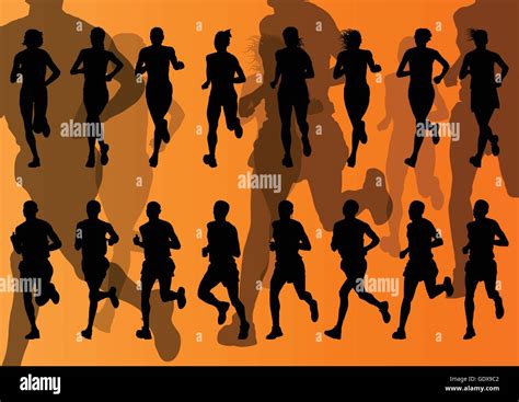 Marathon Runners Vector Background For Poster Stock Vector Image And Art