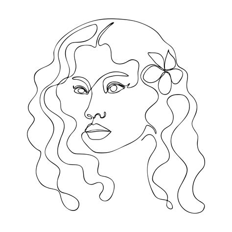 Premium Vector Woman Face One Line Drawing With Flower In Hair