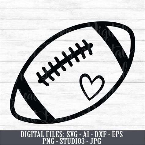 Football With Heart Digital Download Instant Download Svg Etsy