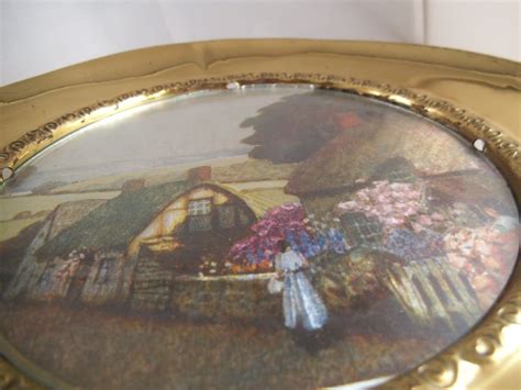 Vintage Made In England Solid Brass Landscape Village Market Plate Wall Hanging Ebay