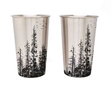 Pine Tree Forest Stainless Pint Glass Glass Pint Glass Glass Ts