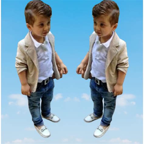 Conjunto Infantil Blazer Bege Azul Preto Branco E Camisa Modelo Polo