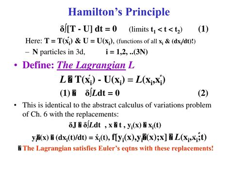 PPT Hamiltons Principle Lagrangian Hamiltonian Dynamics PowerPoint