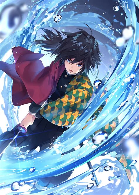 Giyu Tomioka Anime Blue Kimetsu No Yaiba Kny HD Phone Wallpaper