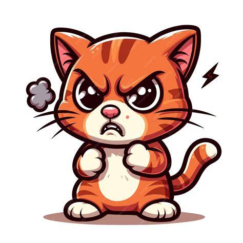 Premium Vector Cute Angry Cat Cartoon Vector On White Background