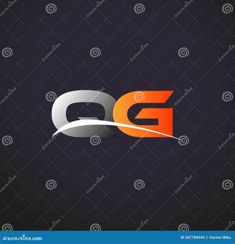 Initial Letter QG Logotype Company Name Colored Grey And Orange Swoosh