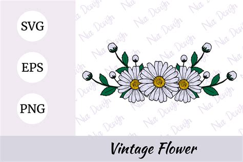 Daisy Flower Illustration Vintage Svg Graphic By Nurdesign99 · Creative