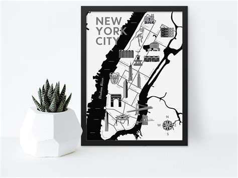 Custom New York City Map Art Print Map Of Manhattan Poster Nyc Moving