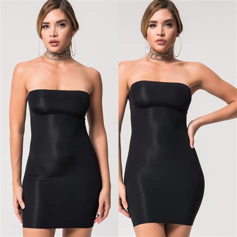 Strapless Full Body Slip Shapewear Mini Black Dress Mini Black Dress