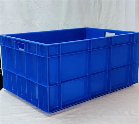 Blue Industrial Plastic Crate Outer Dimension LXWXH 400X300X270 Mm