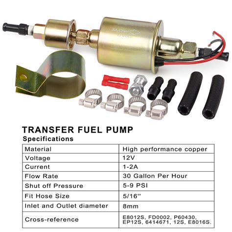 Universal Electric Gas Fuel Pump E8012s 12v 5 9 Psi Low Pressure External Diesel Ebay