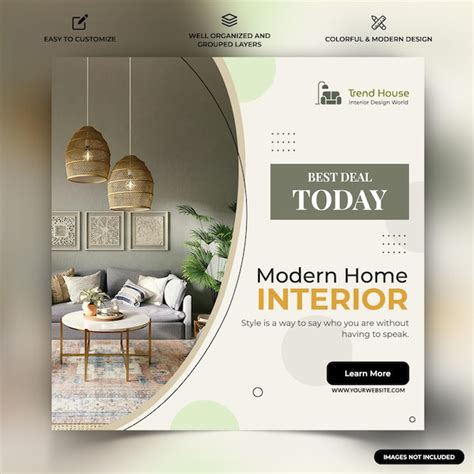 Premium Vector Interior Social Media Instagram Post Template