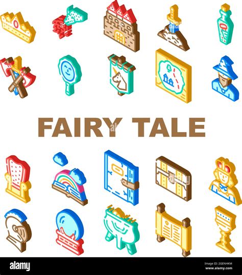 Fairy Tale Story Medieval Book Icons Set Vector Stock Vector Image