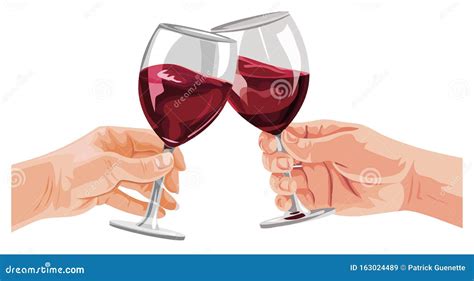 Vector Of Hands Toasting Wine Glasses Stock Vector Illustration Of Booze Isolated 163024489