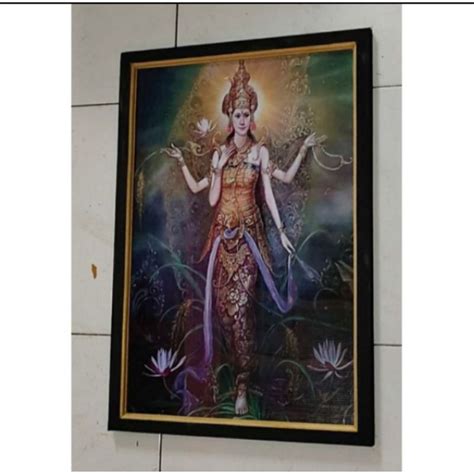 Jual Lukisan Cetak Murah Gambar Dewi Saraswati Plus Bingkai Uk 65x45