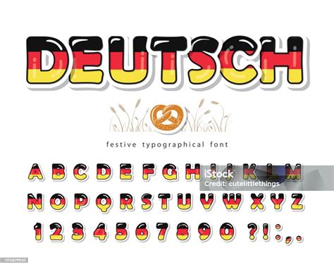 Germany Cartoon Font German National Flag Colors Paper Cutout Glossy Abc Letters And Numbers