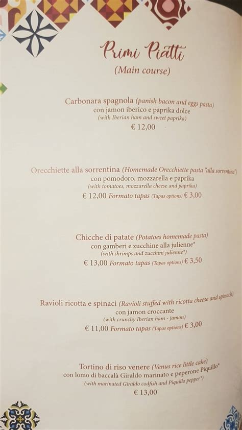 Menu At Event La Vida Y El Gusto Pub Bar Milan Viale Piave