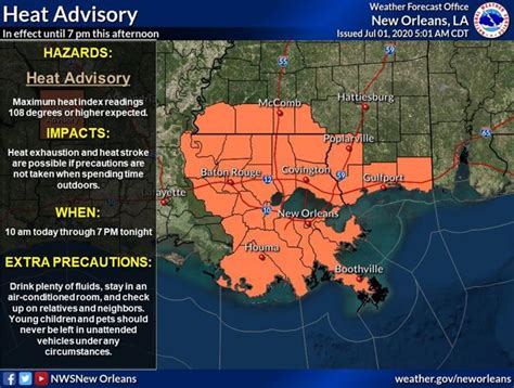 Heat Advisory In Effect For New Orleans Baton Rouge On Wednesday See