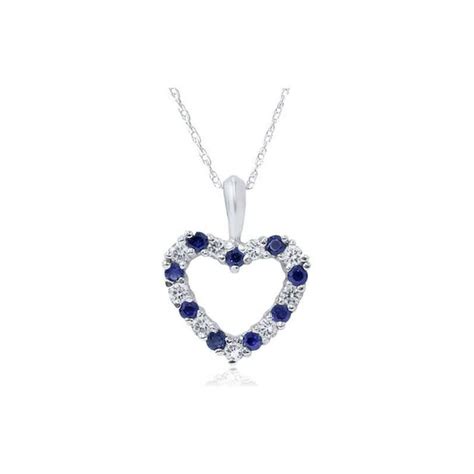 Pompeii3 12ct Blue Sapphire And Diamond Heart Pendant 14 Karat White