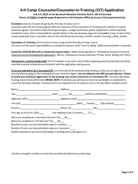 Fillable Online 4 H Forms Stillwater County Extension Fax Email Print