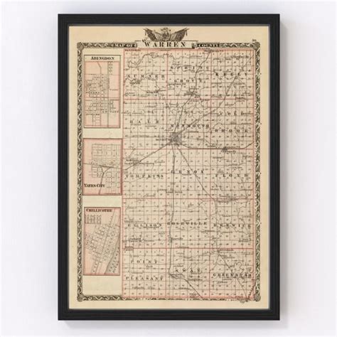 Warren County IL Map 1876 Old Map of Monmouth Illinois Art - Etsy