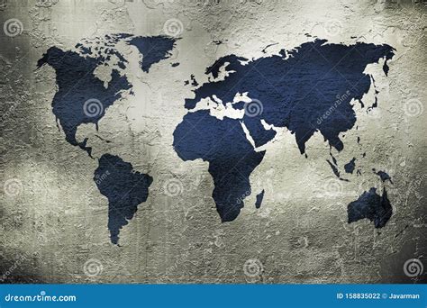 Grunge Map Of The World Over Metal Texture Royalty Free Stock Image