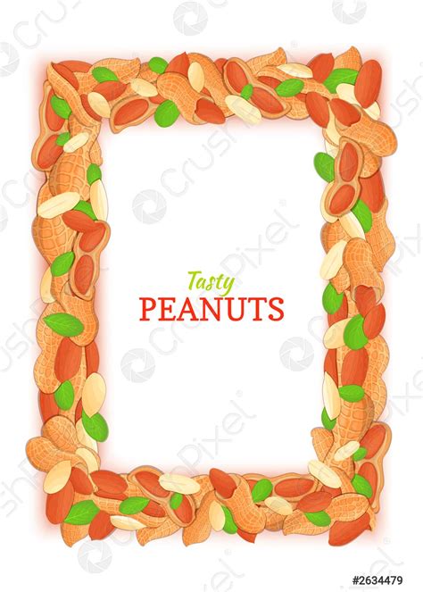 Vertical Rectangle Frame Composed Of Delicious Peanut Vector Card