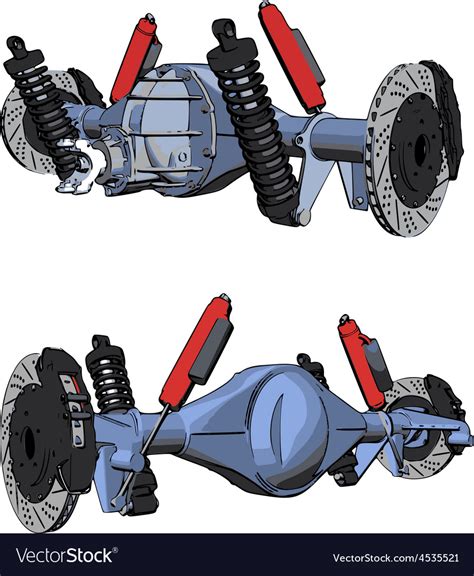 Rear axle assembly with suspension and brakes Vector Image