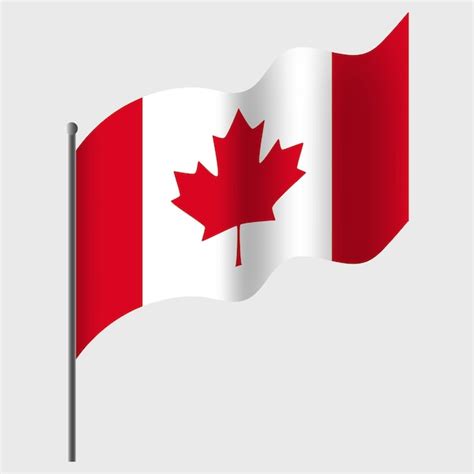 Bandeira Do Canad Acenada Bandeira Canadense No Mastro Vector Emblema