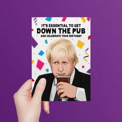 Boris Johnson Birthday Card Funny Birthday Card Get Down The Pub