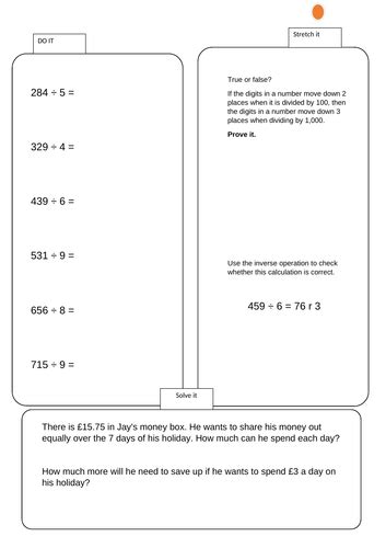 Division 3 Digit By 1 Digit Teaching Resources