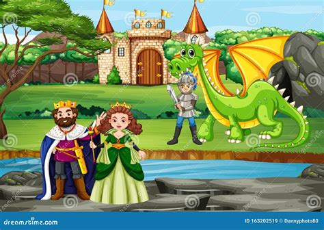 Scene with King and Queen at the Castle Stock Illustration ...